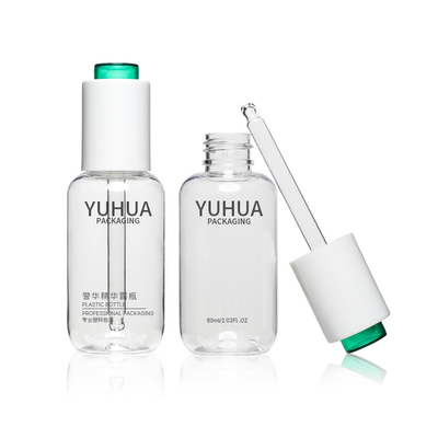 2oz ανακυκλωμένο PCR 60ML πλαστικό κατώτατο Dropper ώθησης μπουκαλιών ορών προσώπου