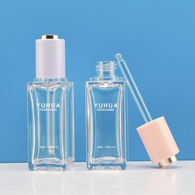 50ml πλαστικό συσκευάζοντας Dropper ορών Τύπου κουμπιών ώθησης συστροφής μπουκαλιών σαφές μπουκάλι