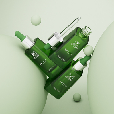30 ml 1oz πράσινο γυαλί κενό ορό σταγονίδια μπουκάλια EO αποστείρωση