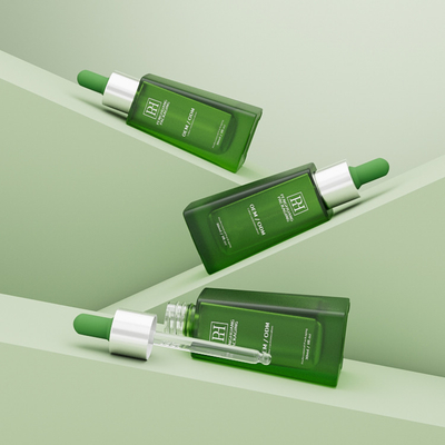 30 ml 1oz πράσινο γυαλί κενό ορό σταγονίδια μπουκάλια EO αποστείρωση