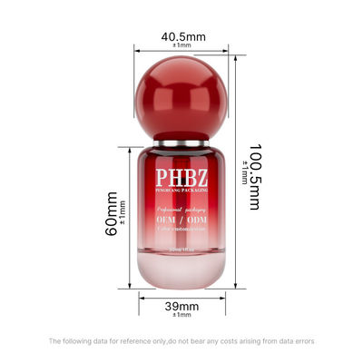 30ml / 1oz κενό κόκκινο κλίση γυαλί καλλυντικό ορό μπουκάλι με στρογγυλό καπάκι μπάλα, προσαρμοσμένο χρώμα OEM ODM συσκευασία περιποίησης δερματικής περίθαλψης για λοσιόν αιθέρια έλαια