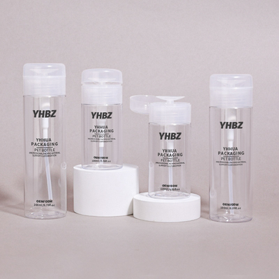 100 ml-500 ml προσαρμόσιμα στρογγυλά πλαστικά μπουκάλια για απομακρυντικά υγρών και τονιστές μακιγιάζ