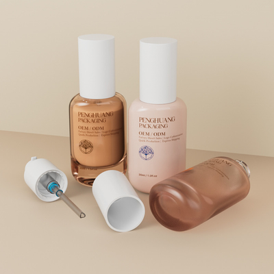 30ml Μπουκάλια Foundation Στρογγυλά Άδεια Γυάλινα Μπουκάλια Υγρού Foundation