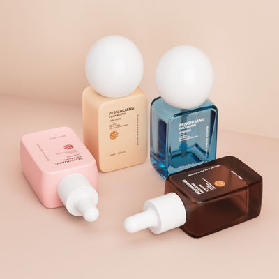 Πολυτελή μπουκάλια βάσης 30 ml στρογγυλό σφαιρικό καπάκι παχύ κάτω άδειο υγρό βάσεις μπουκάλια