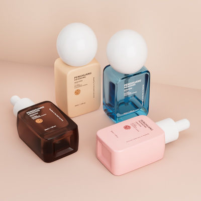 Πολυτελή μπουκάλια βάσης 30 ml στρογγυλό σφαιρικό καπάκι παχύ κάτω άδειο υγρό βάσεις μπουκάλια