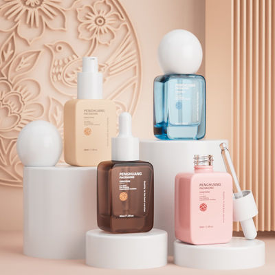 Πολυτελή μπουκάλια βάσης 30 ml στρογγυλό σφαιρικό καπάκι παχύ κάτω άδειο υγρό βάσεις μπουκάλια