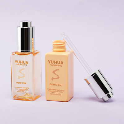 Πλαστικό τετράγωνο μπουκάλι σταγονόμετρου με προσαρμοσμένο λογότυπο, μπουκάλι ορού αιθέριου ελαίου για προσαρμοσμένο λογότυπο περιποίησης δέρματος