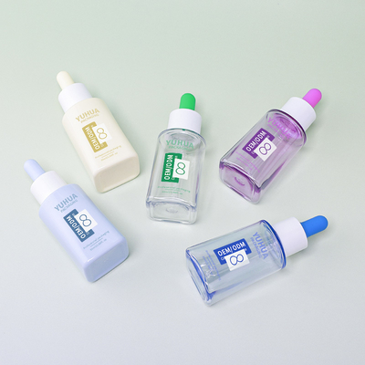 Προσαρμοσμένο λογότυπο 50ml PET τετραγωνικό μπουκάλι σταγονιδιακού ορού με καπάκι από καουτσούκ
