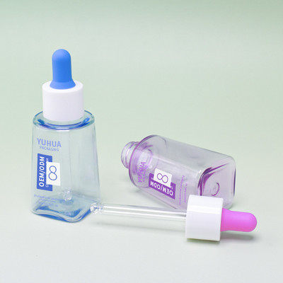 Προσαρμοσμένο λογότυπο 50ml PET τετραγωνικό μπουκάλι σταγονιδιακού ορού με καπάκι από καουτσούκ