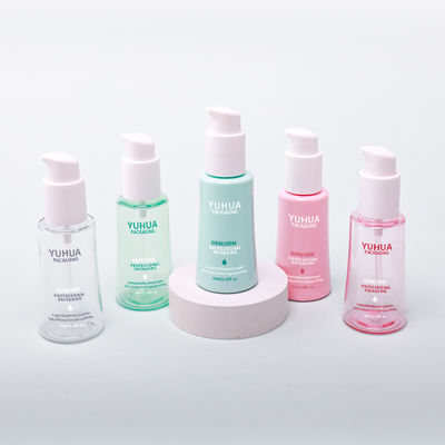 50ml Clear PET Flat Shoulder Lotion Pump Bottle for Customized Cosmetic Packaging with Silk Screen Printing