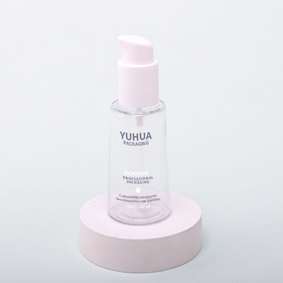 50ml Clear PET Flat Shoulder Lotion Pump Bottle for Customized Cosmetic Packaging with Silk Screen Printing