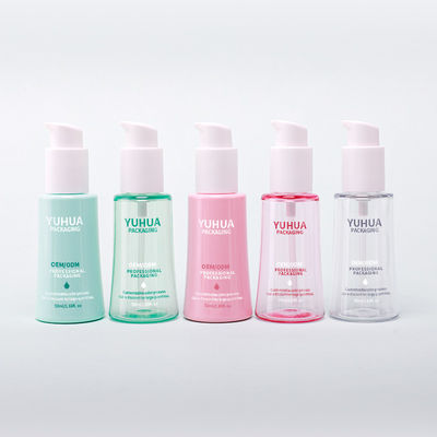 50ml Clear PET Flat Shoulder Lotion Pump Bottle for Customized Cosmetic Packaging with Silk Screen Printing