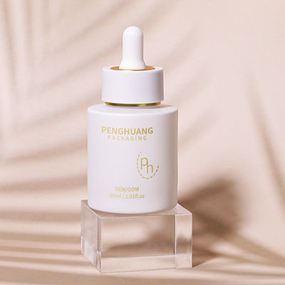 Διαφανή γυάλινα μπουκάλια σταγονιδίων ορού για προσαρμοσμένες απαιτήσεις φροντίδας του δέρματος