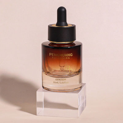 Διαφανή γυάλινα μπουκάλια σταγονιδίων ορού για προσαρμοσμένες απαιτήσεις φροντίδας του δέρματος