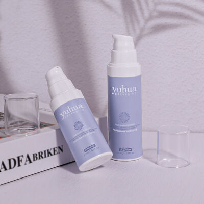 Ανακυκλώσιμο πλαστικό μπουκάλι λοσιόν με αντλία χωρίς αέρα και καπάκι με βίδα για συσκευασία με τον τόνο ορού καλλυντικών και εκτύπωση προσαρμοσμένου λογότυπου