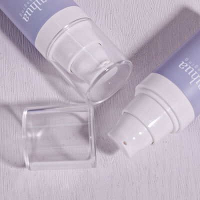 Ανακυκλώσιμο πλαστικό μπουκάλι λοσιόν με αντλία χωρίς αέρα και καπάκι με βίδα για συσκευασία με τον τόνο ορού καλλυντικών και εκτύπωση προσαρμοσμένου λογότυπου