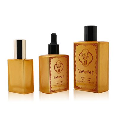 Dropper ορών γυαλιού Lucury χρυσή συνήθεια 50ml 100ml 120ml λογότυπων συσκευασίας πετρελαίου αρώματος μπουκαλιών