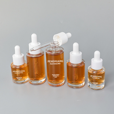 15ml 20ml 30ml 40ml 50ml Serum Dropper Bottle Oil Packaging Glass Round Shape