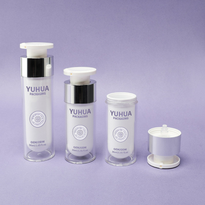 Διπλό τοίχωμα πλαστικό φιάλη χωρίς αέρα 30 ml 50 ml καθαρή φιάλη αντλίας χωρίς αέρα