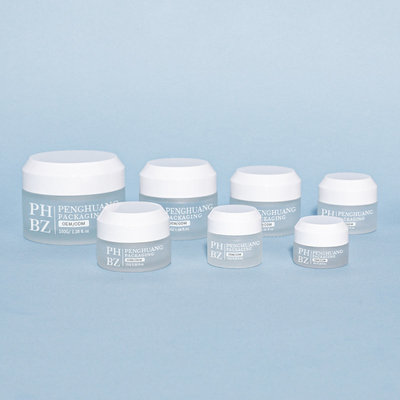 5-100g Matte Glass Cosmetic Jar Round Bottom Face Cream Jar With white Lid