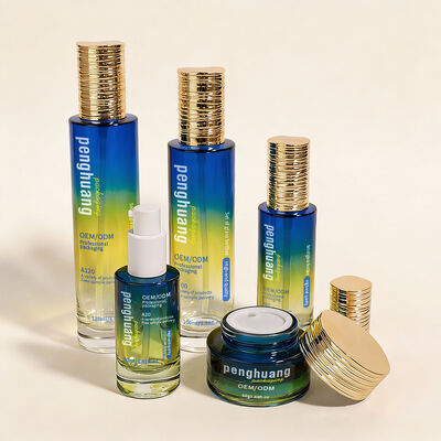 Προσαρμοσμένο κατά παραγγελία Luxury Gradient Glass Bottle Set for Skincare and Beauty Packaging OEM ODM Cosmetic Glass Bottle Set με βάζο
