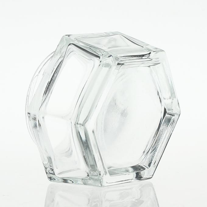 Τετραγωνικό καλλυντικό βάζο γυαλιού βάζων 50g skincare Manufactory διαφανές με την ακρυλικές ΚΑΠ και την κάλυψη