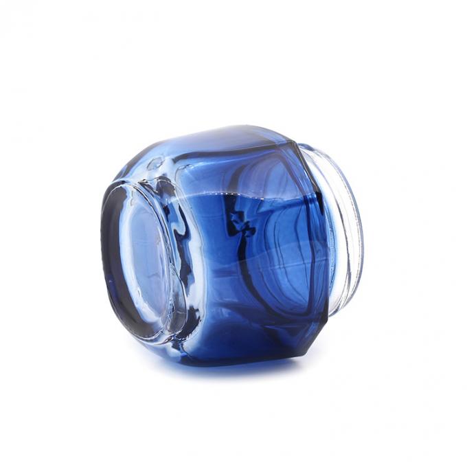 Καυτή πώληση υψηλή - κενό μπλε 50g τετραγωνικό καλλυντικό σύνολο βάζων γυαλιού βάζων ποιοτικής πολυτέλειας